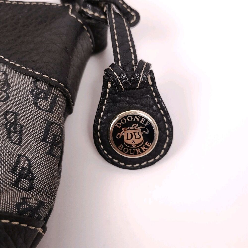 Vtg Dooney & Bourke Leather & Canvas All Weather Signature DB Logo W/ Charm Y2K - Picture 2 of 13
